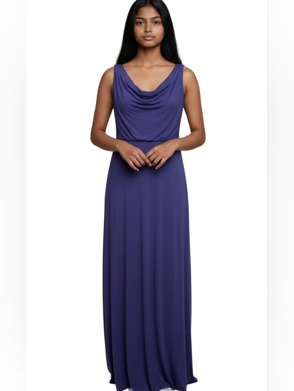 Simply Vera Vera Wang Sleeveless Cowl Neck Maxi Dress in Purple/Blue Size Large